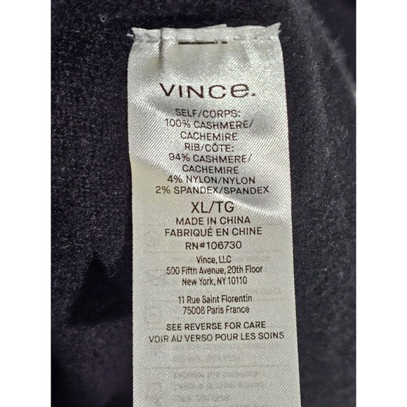 VINCE Men's XL Plush Cashmere Crew Neck Sweater Black Pullover $395 EUC - Picture 4 of 6